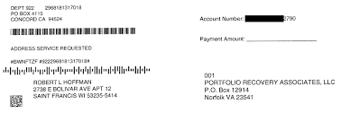 Explanation of Dept 922 P.O. Box 4115 Concord, CA.